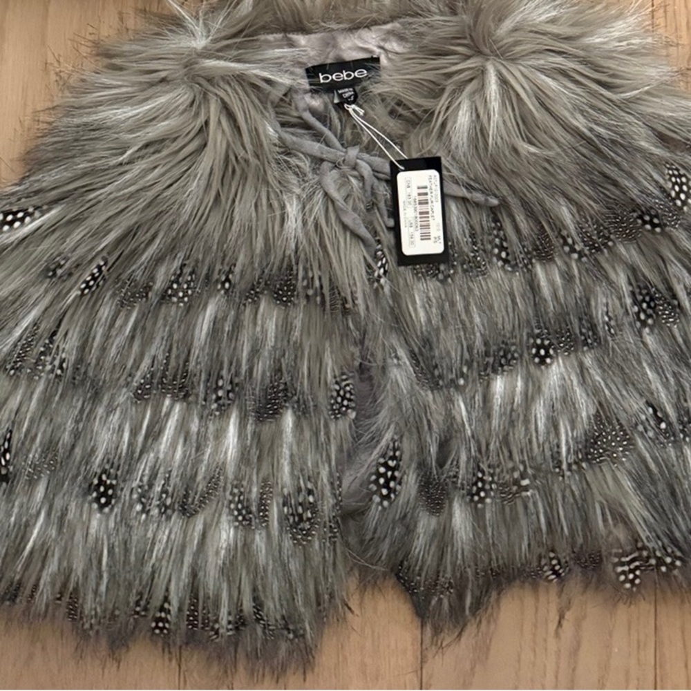 Bebe Gray Faux Fur Vest